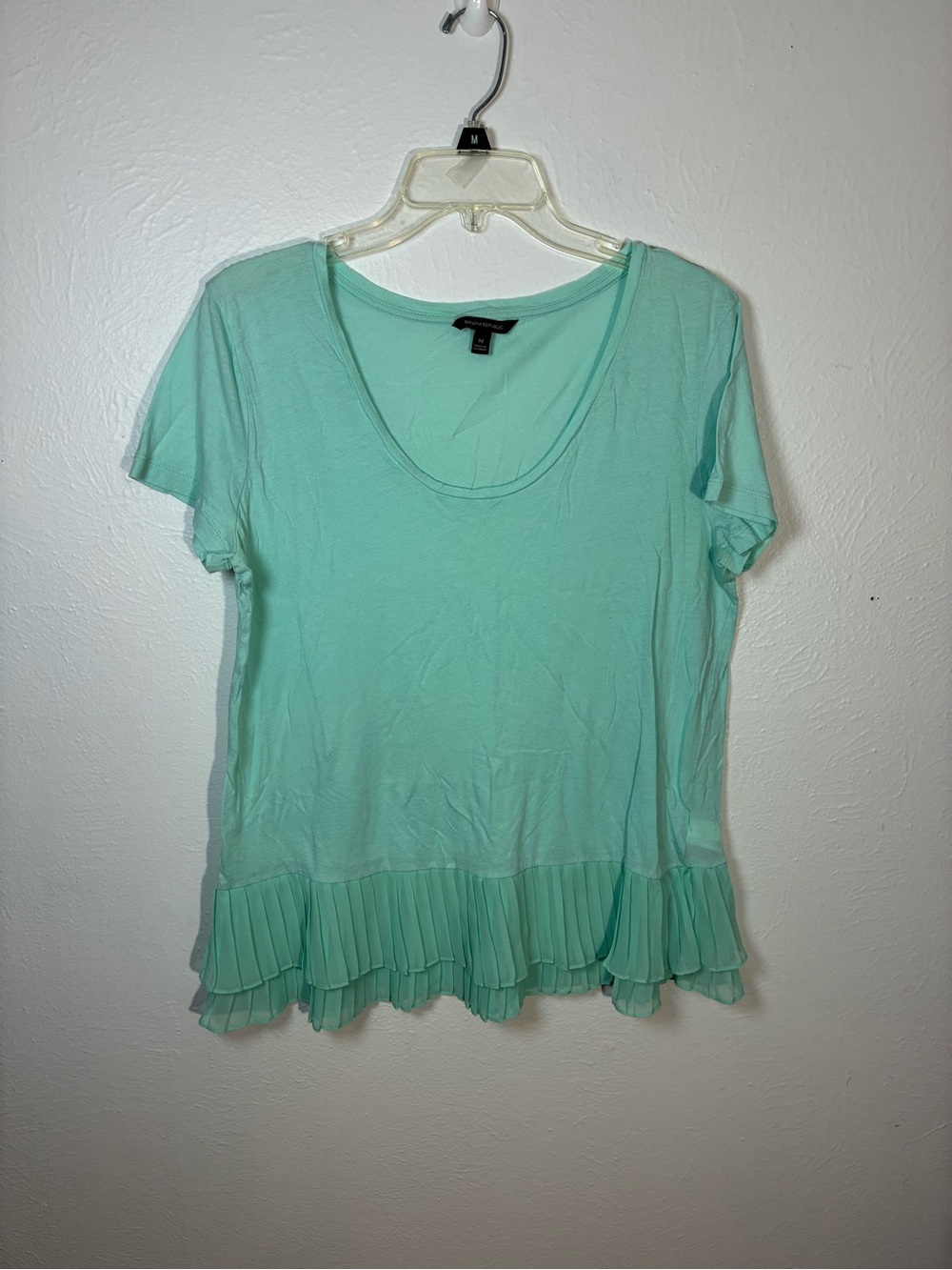 Banana Republic Mint Green Scoop Neck Ruffle-Hem Tee